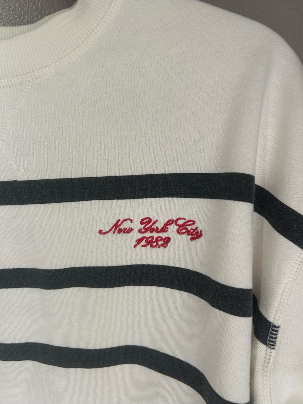 NY Embo Stripe Pullover Sweatshirt - Off White - Lazy Sunday - Picture 9 of 14